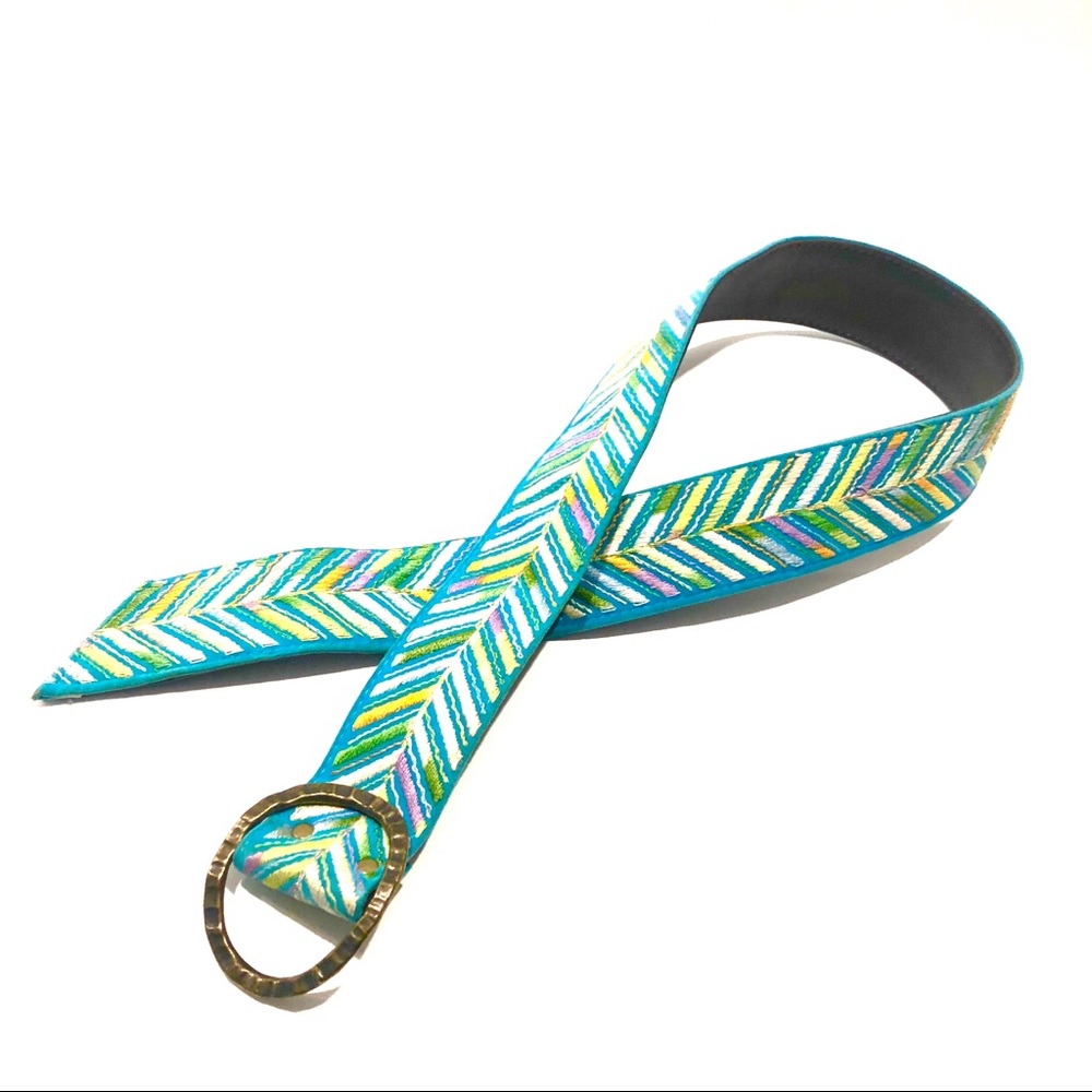 Multi Color Embroidered Boho Belt - Picture 2 of 5